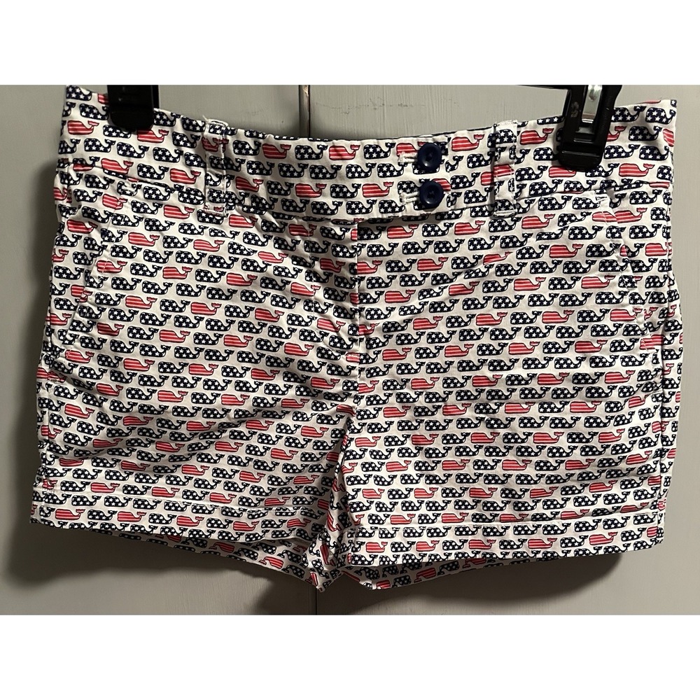 Vineyard Vines Flag Whale Shorts Stretch Womens Size 0 USA America (30" Waist)